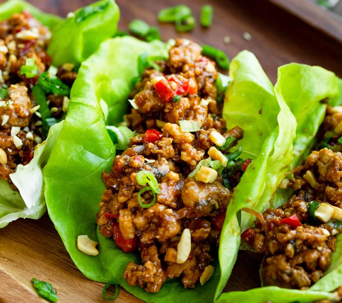 quick and easy peanut thai turkey lettuce wraps recipe