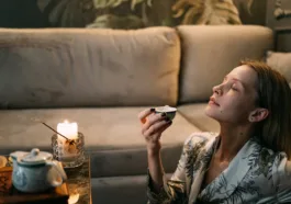 woman drinking tea berberine tea for IBS, sibo